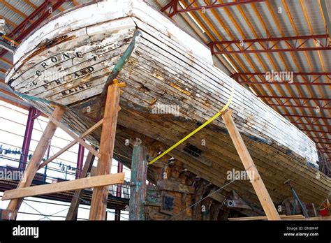 The Famous Classic Sailing Schooner Yacht Coronet Being Restored At The