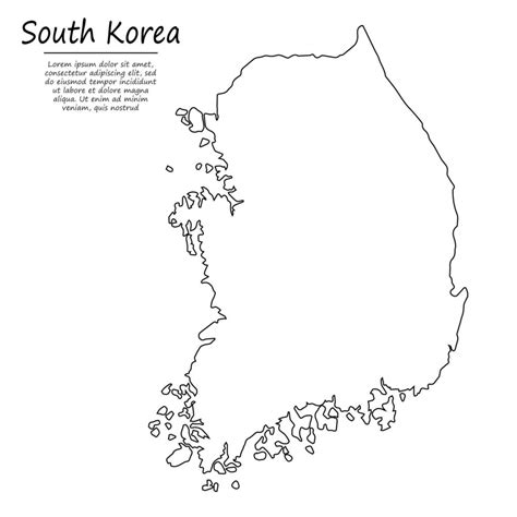 Simple Outline Map Of South Korea In Sketch Line Style 21847077 Vector