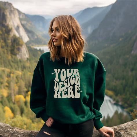 Gildan Forest Green 18000 Mockup Gildan Sweater Mock Up Oversized