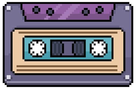 Pixel Art Cassette Tape Vector Pictogram Voor Bits Spel Op Witte