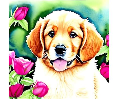 Watercolour Dog Prints Wall Art Golden Doodle Puppy Pet Posters Girls