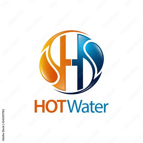 Circle Hot Water Drop Initial Letter H Logo Concept Design Symbol Graphic Template Element