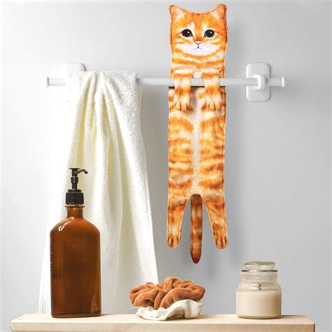 Cat Hand Towels Cute Decorative Cat Decor Hanging Washcloths Funny