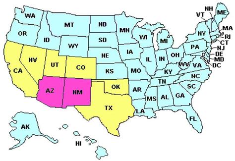 Southwest Region Map States And Capitals