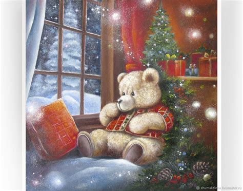 Картина Новогодняя "Подарки на Новый год", маслом на холсте в интернет ...