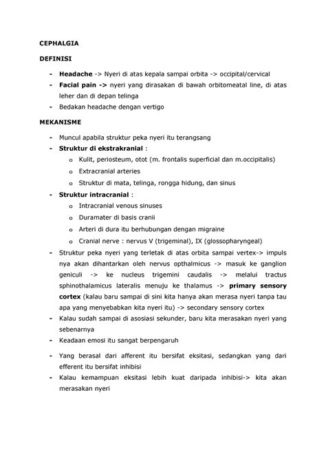 15. Cephalgia - Catatan untuk Semester V Blok Neurology - CEPHALGIA
