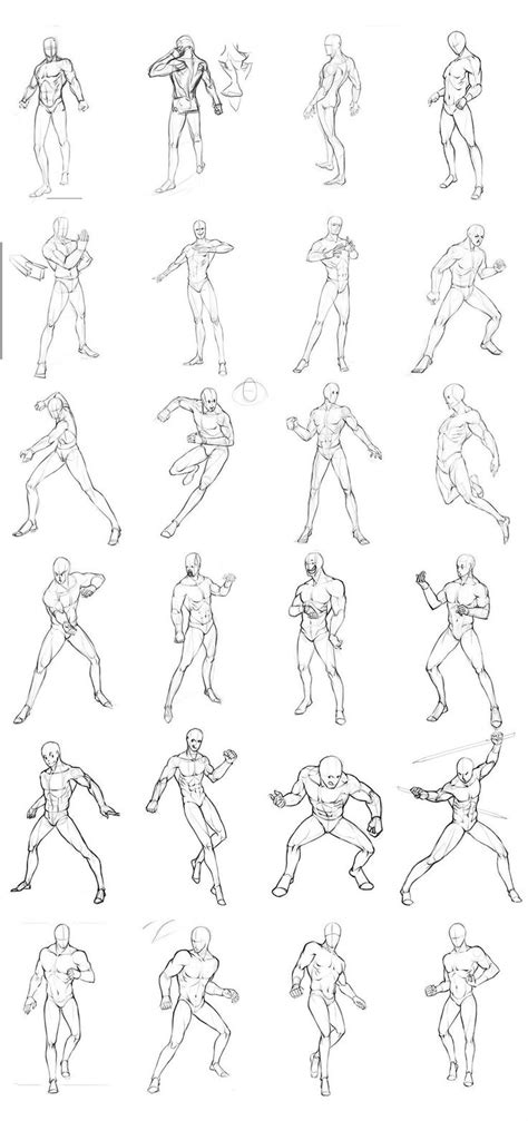 Male Poses Chart 02 By THEONEG Drawing Poses Drawing Poses Male Art