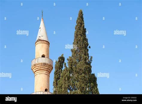 Minaret near tree in Cyprus Stock Photo - Alamy