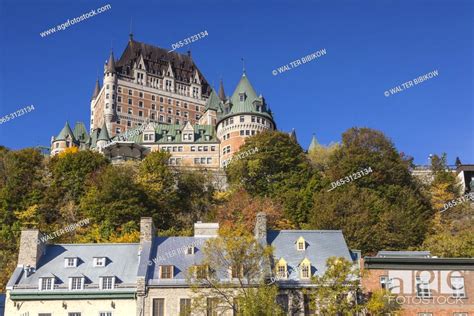 Canada Quebec Quebec City Chateau Frontenac Hotel And Buildings