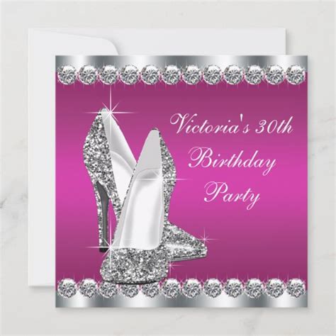 Womans Hot Pink Birthday Party Invitation Zazzle