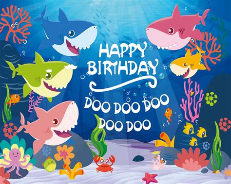 baby shark background happy birthday doo doo doo doo