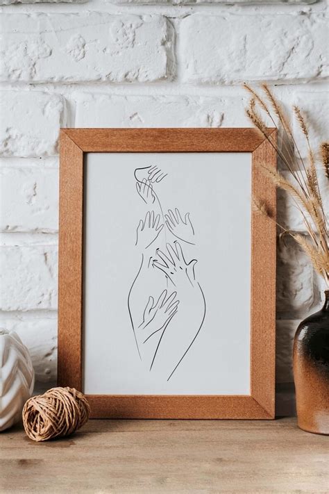 Female Line Art Erotic Nudity Line Art Hands Nude Line Drawing Sensual Wall Art Erotic Art