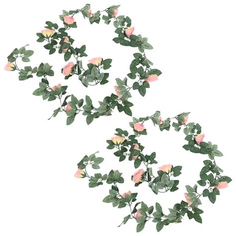 HOMEMAXS 2pcs Artificial Rose Garland Rose Flower Garland Silk Hanging