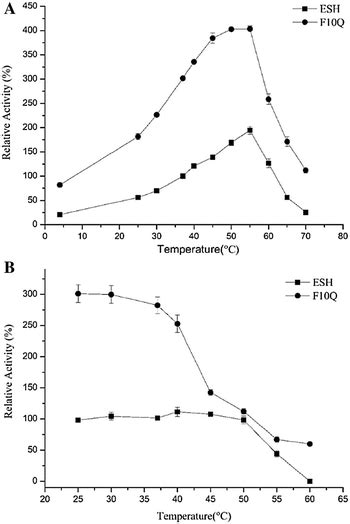 Effects Of Temperature On The Relative Activity And Thermostability Of