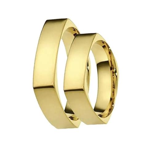 Alianças de Casamento e noivado quadrada ouro 18k 5mm 15g VIP JOIAS