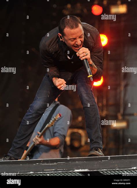 Chester Bennington American Rock Band Linkin Park Performing At