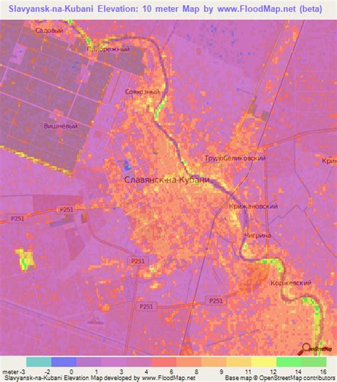 elevation  slavyansk na kubanirussia elevation map topography contour
