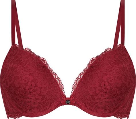 Hunkem Ller Dames Lingerie Voorgevormde Push Up Beugel Bh Marine Rood Maat B Bol
