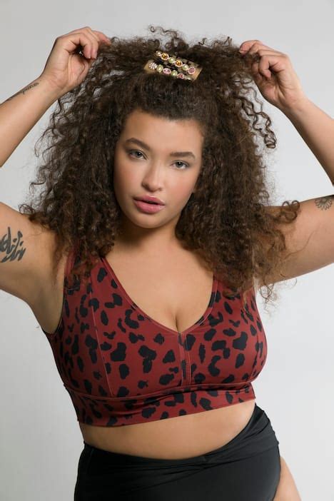 Haut De Bikini Bonnets Souples Chancrures L Opard D Collet En V Rouge Ch Taigne Ulla Popken