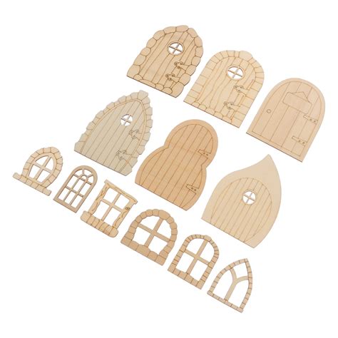 Pcs Fairy Door Wooden Garden Doors Window Fairy House Unpainted Doors