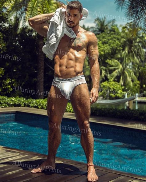 Male Model Print Beefcake Handsome Shirtless Slender Hunk Hot Man R Picclick Uk