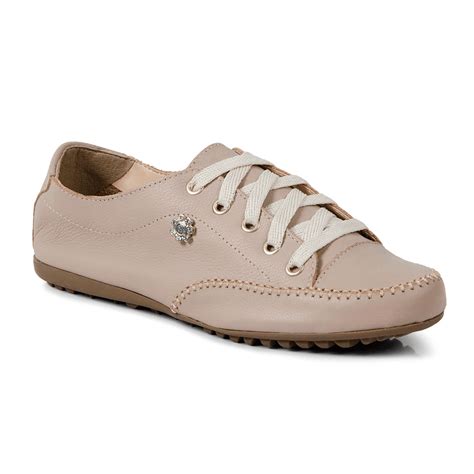 Sapatênis Feminino em Couro Legítimo Cor Nude Mod Eunry Izabela Araújo Calçados