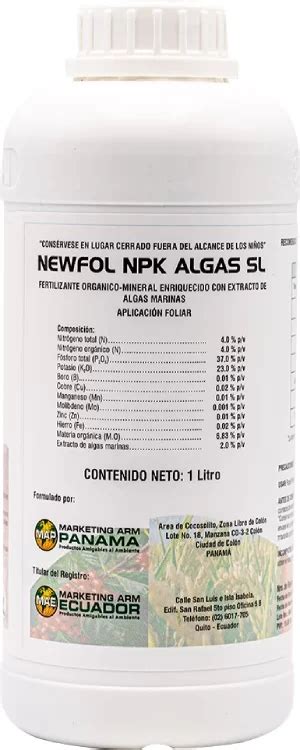 Newfol Npk Algas Sl Nutrici N Vegetal Marketing Arm Ec