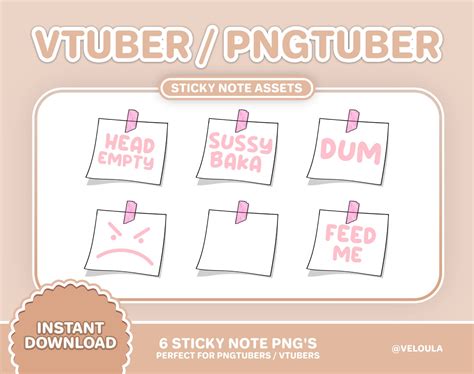 Pink Vtuber Pngtuber Sticky Note Asset Streamer Setup Twitch Channel