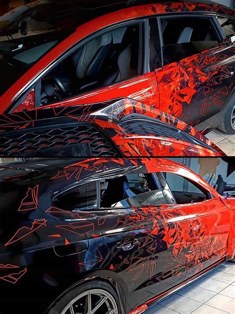 Авторская винилография на авто в СПБ. Защитная пленка с рисунком на капот.