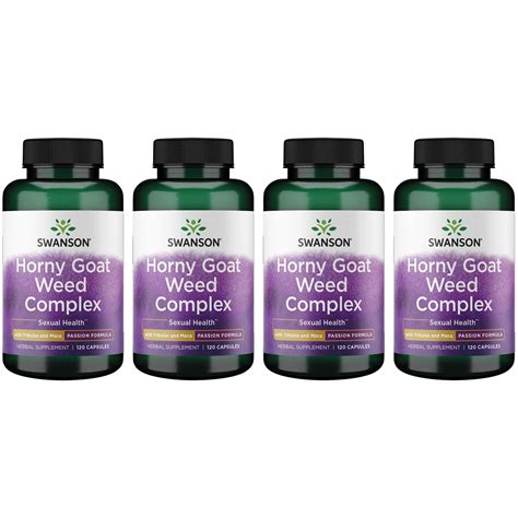 Swanson Horny Goat Weed Complex With Tribulus And Maca 120 Caps 4 Pack