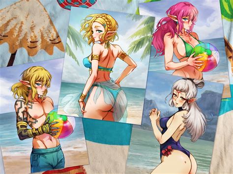Hyrule Beach Vacation Print Set By MinaCream Hentai Foundry