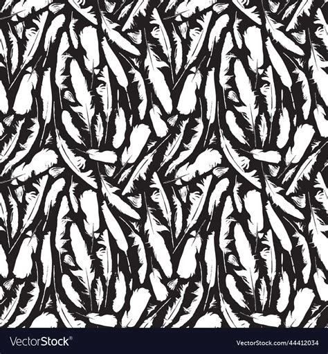 Black white seamless pattern with feathers Vector Image