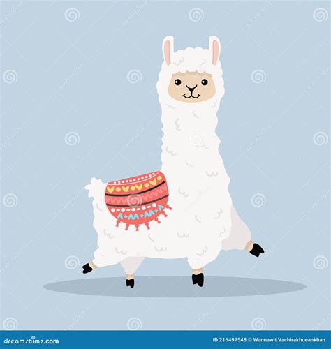 Cute Alpaca Fluffy Cartoon Vector Stock Vector - Illustration of ...