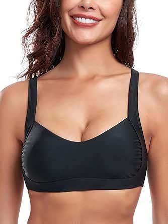 Amazon Colloyes Womens Ruched Bandeau Bikini Tops Adjustable Straps Swimsuit Top Removable