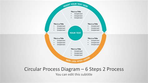 Six Segments Circular Two Process Ppt Diagram