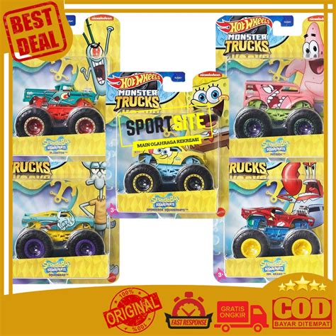 Jual Hot Wheels Monster Trucks Spongebob Squarepants Patrick Star Squidward Tentacles Plankton