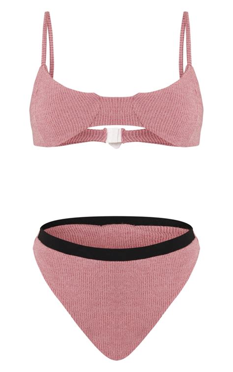 Ensemble de lingerie rose doux côtelé PrettyLittleThing FR