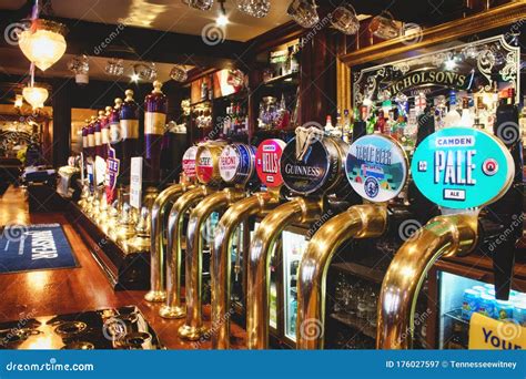 Oxford Uk 02 March 2020 Rows Of Draught Beer In A Typical British