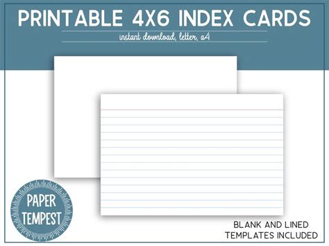 Printable 4x6 Index Cards Printable Lined Index Cards Unruled Blank