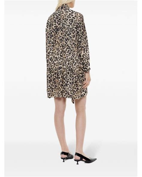Bimba Y Lola Leopard Print Pussy Bow Mini Dress In Gray Lyst