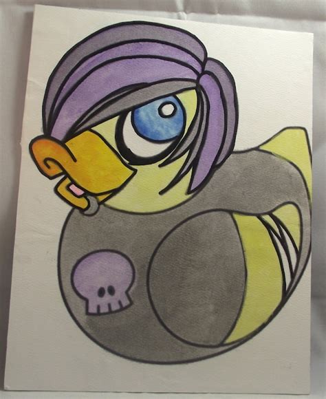 Emo Duck Emo Ducky Mixed Media Art Painting 8 X 10 By Kreepykimmy