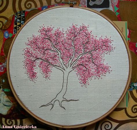 Cherry Blossom Embroidery By Anna Gnieciecka Embroidery Hoop Art