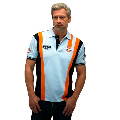 Grandprix Originals Mens Gulf Racing Team Polo Gulf Blue Cmc