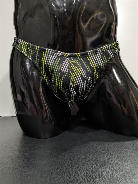 Plaid Camo Men S Swim Bikini Brief Half Back Cheeky Thong By Rayze Formerly Nutshack Etsy