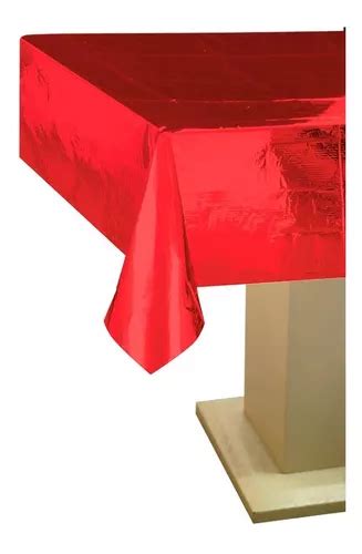 Mantel Metalizado Foil Rojo 137cm X 274cm Decoracion Mesa