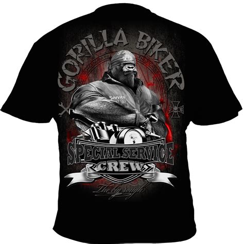 Herren T Shirt Gorilla Biker Gb52n Special Service Silberrücken Ek