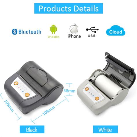 Impressora térmica portátil do recibo de bluetooth 80mm mini tamanho