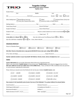 Fillable Online Upward Bound I Program Application Fax Email Print