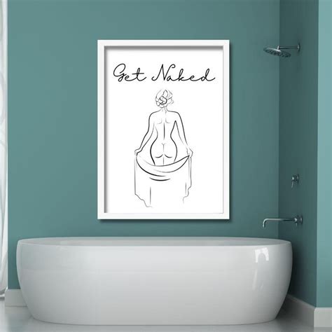Get Naked Bathroom Wall Art Minimalist Nude Line Art Sexy Bathroom Decor Monochrome Nude