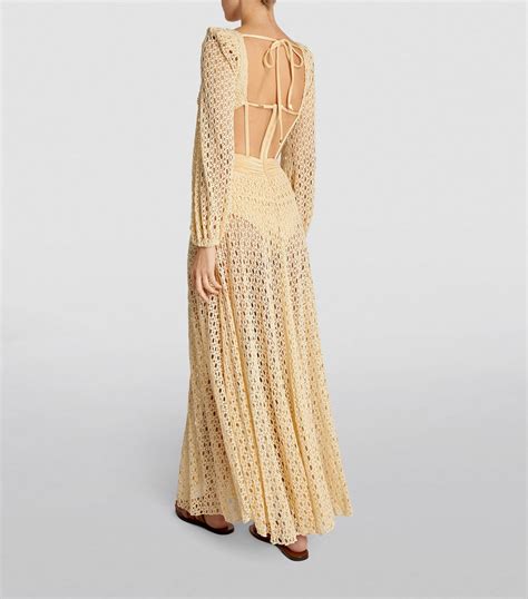 Womens PatBO Nude Netted Monstera Maxi Dress Harrods UK